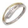 Damen Ring 925 Sterling Silber bicolor 4 Zirkonia (Gr��e: 56)