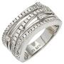 Damen Ring breit aus 925 Sterling Silber rhodiniert Zirkonia (Gre: 52)