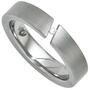 Damen Ring Edelstahl mattiert, 1 Diamant Brillant 0,03ct. (Gre: 50) 