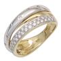 Damen Ring, 585 Gelbgold Wei�gold bicolor 41 Diamanten (Gr��e: 54) 