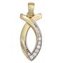 Anh�nger Ichthys 333 Gelbgold teilrhodiniert 9 Zirkonia 