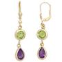 Boutons 585 Gold Gelbgold 2 Amethyste 2 Peridote gr�n Ohrringe 
