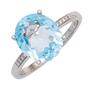 Damen Ring 585 Wei�gold 1 Blautopas, blau 8 Diamanten (Gr��e: 58) 