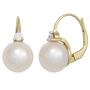 Boutons 585 Gold Gelbgold 2 S��wasser Perlen 2 Diamanten Ohrringe 