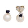Ohrstecker 585 Gold Wei�gold 2 S��wasser Perlen 2 Safire blau Ohrringe 