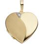 Medaillon Herz 585 Gelbgold mattiert Anh�nger zum �ffnen f�r Fotos