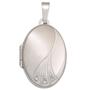 Medaillon oval 375 Gold Wei�gold mattiert 3 Zirkonia Anh�nger zum �ffnen