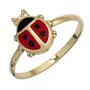 Kinder Ring Marienk�fer 333 Gold Gelbgold Lackeinlage rot schwarz (Gr��e: 48) 