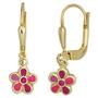 Kinder Boutons Blume rot 333 Gelbgold Ohrringe Ohrh�nger Kinderohrringe 