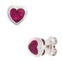 Kinder Ohrstecker Herz 925 Silber 2 Zirkonia rot Ohrringe Kinderohrringe 
