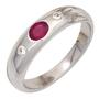 Damen Ring 925 Sterling Silber rhodiniert, 1 Rubin rot 2 Zirkonia (Gr��e: 50) 