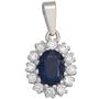 Anh�nger 925 Sterling Silber rhodiniert 12 Zirkonia 1 Safir blau