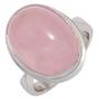Damen Ring 925 Sterling Silber rhodiniert 1 Rosenquarz Cabochon rosa (Gr��e: 58) 
