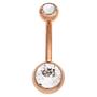 Bauchnabel Piercing Edelstahl rotgold vergoldet mit Kristallsteinen 