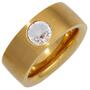 Damen Ring breit Edelstahl gold matt mit Kristallstein (Gr��e: 50) 