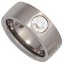 Damen Ring breit Edelstahl matt mit Kristallstein (Gr��e: 50) 