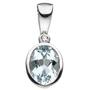 Anh�nger oval 585 Wei�gold 1 Aquamarin blau hellblau 1 Diamant 0,01ct.