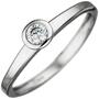 Damen Ring 333 Gold Wei�gold 1 Zirkonia Wei�goldring (Gr��e: 58) 