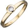 Damen Ring, 333 Gelbgold 1 Zirkonia Goldring (Gr��e: 54) 