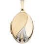 Medaillon oval f�r 2 Fotos 333 Gelbgold bicolor matt Anh�nger zum �ffnen