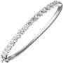 Armreif 925 Sterling Silber rhodiniert 16 Zirkonia oval Kastenschloss 