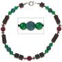 Halskette Edelsteinkette Lava mit Achat und H�matin bunt 46 cm Kette 