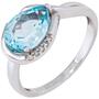 Damen Ring 585 Wei�gold, 1 Blautopas blau 5 Diamanten (Gr��e: 60) 