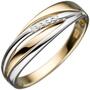 Damen Ring 585 Gelbgold Wei�gold, bicolor mit 5 Diamanten (Gr��e: 62) 