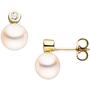 Ohrstecker 333 Gold Gelbgold 2 S��wasser Perlen 2 Zirkonia Ohrringe 