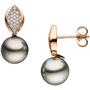 Ohrh�nger 585 Gold Rotgold 44 Diamanten Brillanten 2 Tahiti Perlen 