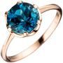 Damen Ring 585 Rotgold, 1 Blautopas blau, London blue (Gr��e: 56) 