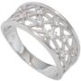 Damen Ring breit 333 Gold Wei�gold teil matt 9 Zirkonia Goldring (Gr��e: 54) 