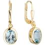 Boutons oval 333 Gelbgold 2 Blautopase hellblau blau Ohrringe 