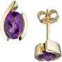 Ohrstecker oval 333 Gold Gelbgold 2 Amethyste lila violett Ohrringe 