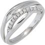Damen Ring, 333 Gold Wei�gold mit Zirkonia, Wei�goldring (Gr��e: 52) 