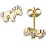 Kinder Ohrstecker Pferde 333 Gold Gelbgold bicolor mit Zirkonia 