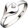 Damen Ring 333 Gold Wei�gold mit 1 Zirkonia Wei�goldring (Gr��e: 54) 