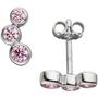Ohrstecker 925 Sterling Silber rhodiniert 6 Zirkonia rosa Ohrringe 