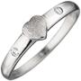Kinder Ring Herz 925 Sterling Silber mattiert 2 Zirkonia Kinderring (Gr��e: 46) 