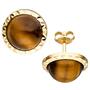 Ohrstecker rund 585 Gold Gelbgold 2 Tigeraugen braun Ohrringe 