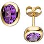 Ohrstecker oval 585 Gold Gelbgold 2 Amethyste lila violett Ohrringe Goldohrringe 