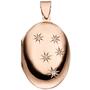 Medaillon oval f�r 2 Fotos 925 Silber rotgold vergoldet 5 Zirkonia 