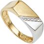 Herren Ring 585 Gold Gelbgold Wei�gold bicolor 5 Diamanten Herrenring (Gr��e: 64) 
