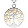 Collier Kette mit Anh�nger Lebensbaum Edelstahl bicolor 46 cm verk�rzbar