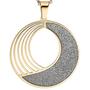 Collier Kette mit Anh�nger rund Edelstahl gold farben Glitzer-Effekt 80 cm