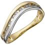 Damen Ring 333 Gelbgold Wei�gold bicolor mit Zirkonia Goldring (Gr��e: 56) 