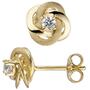 Ohrstecker verschlungen 333 Gold Gelbgold teil matt 2 Zirkonia Ohrringe 