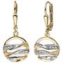 Ohrh�nger rund 333 Gold Gelbgold bicolor matt mit Zirkonia Ohrringe Goldohrringe 