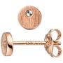 Ohrstecker rund 925 Sterling Silber rotgold vergoldet matt 2 Zirkonia 