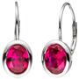 Boutons oval 925 Sterling Silber 2 Zirkonia rot Ohrringe Ohrh�nger 